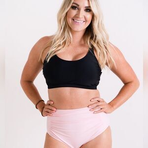 NWT Set: Sports Bikini & High Waist Full Coverage Bottom In Pink And Black